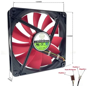 GLOBE FAN RL4Z S1352512HH3M 135x135x25mm DC12V 0.45A Axial Cooling Fan, 13.5CM 3Wire Replacement Fan for PC Chassis and Power Supply Cooling GLOBE FAN RL4Z S1352512HH3M 135x135x25mm DC12V 0.45A Axial Cooling Fan, 13.5CM 3Wire Replacement Fan for PC Chassis and Power Supply Cooling