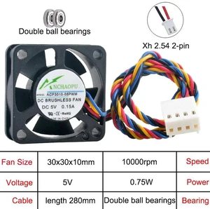 ACP301005PWM ACP301012PWM 30x30x10mm Mini Cooling Fan, DC5V 4Pin PWM Dual Ball Bearing 830010000RPM 3cm Small Fan for CPU, DIY Electronics and Compact Device Heat Dissipation Replacement ACP301005PWM ACP301012PWM 30x30x10mm Mini Cooling Fan, DC5V 4Pin PWM Dual Ball Bearing 830010000RPM 3cm Small Fan for CPU, DIY Electronics and Compact Device Heat Dissipation Replacement