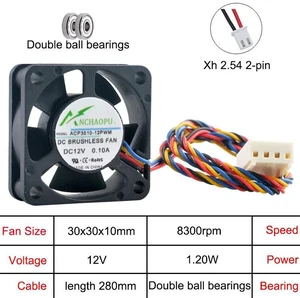 ACP301005PWM ACP301012PWM 30x30x10mm Mini Cooling Fan, DC12V 4Pin PWM Dual Ball Bearing 830010000RPM 3cm Small Fan for CPU, DIY Electronics and Compact Device Heat Dissipation Replacement ACP301005PWM ACP301012PWM 30x30x10mm Mini Cooling Fan, DC12V 4Pin PWM Dual Ball Bearing 830010000RPM 3cm Small Fan for CPU, DIY Electronics and Compact Device Heat Dissipation Replacement
