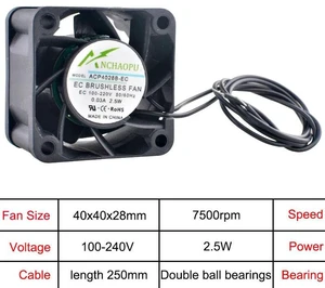 AJMRTC 40x40x28mm EC Brushless Axial Cooling Fan, AC 110V240V Universal Rack Mount Ventilation Fan, Replacement Fan for Server Rack, Electrical Cabinet, Compact Industrial Equipment Heat Dissipation AJMRTC 40x40x28mm EC Brushless Axial Cooling Fan, AC 110V240V Universal Rack Mount Ventilation Fan, Replacement Fan for Server Rack, Electrical Cabinet, Compact Industrial Equipment Heat Dissipation