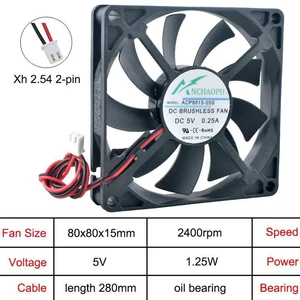 3Pack ACP8015 80x80x15mm 80mm HighSpeed Axial Flow Cooling Fan, DC 5V OilSleeve Bearing Fan, Replacement Fan for Power Supply and Industrial Electronic Equipment Heat Dissipation Spare Part 3Pack ACP8015 80x80x15mm 80mm HighSpeed Axial Flow Cooling Fan, DC 5V OilSleeve Bearing Fan, Replacement Fan for Power Supply and Industrial Electronic Equipment Heat Dissipation Spare Part