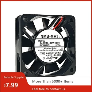 60x60x15mm 6015 DC Axial Cooling Fan 2406KL04WB49, DC 12V 0.17A Dual Ball Bearing 4500RPM HighSpeed Replacement Fan for Inverter, Power Supply, Industrial Equipment Heat Dissipation 60x60x15mm 6015 DC Axial Cooling Fan 2406KL04WB49, DC 12V 0.17A Dual Ball Bearing 4500RPM HighSpeed Replacement Fan for Inverter, Power Supply, Industrial Equipment Heat Dissipation
