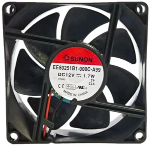 EE80251B1-000C-A99 8025 80x80x25mm DC 12V Ball Bearing High Speed Cooling Fan, 3000RPM 51CFM 2-Pin Axial Fan Replacement for Power Supply, Industrial Cabinet and Chassis Heat Dissipation EE80251B1-000C-A99 8025 80x80x25mm DC 12V Ball Bearing High Speed Cooling Fan, 3000RPM 51CFM 2-Pin Axial Fan Replacement for Power Supply, Industrial Cabinet and Chassis Heat Dissipation