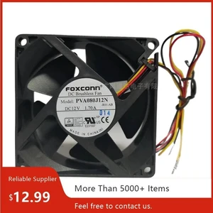 PVA080J12N Replacement 8025 High Speed Server Chassis Cooling Fan, DC12V 1.7A 80x80x25mm Axial Brushless Fan, High Airflow Industrial Square Fan for Server Cabinet, Network Device Heat Dissipation PVA080J12N Replacement 8025 High Speed Server Chassis Cooling Fan, DC12V 1.7A 80x80x25mm Axial Brushless Fan, High Airflow Industrial Square Fan for Server Cabinet, Network Device Heat Dissipation