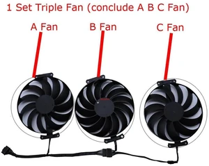 CF1010U12S GPU Cooling Fan Set 3Pcs/Set (Fan A, B, C), VGA Cooler Replacement for RX 6800XT 16G GAMING, RX6900XT 16G, RX 6700 XT 12G Gaming Graphics Card, 95mm 4-Pin PWM Video Card Fan for GPU Heat CF1010U12S GPU Cooling Fan Set 3Pcs/Set (Fan A, B, C), VGA Cooler Replacement for RX 6800XT 16G GAMING, RX6900XT 16G, RX 6700 XT 12G Gaming Graphics Card, 95mm 4-Pin PWM Video Card Fan for GPU Heat