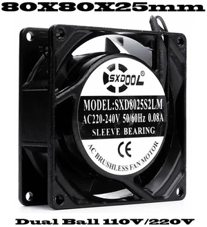 SXD8025 AC 110V Industrial Cabinet Cooling Fan 80x80x25mm Dual Ball Bearing 2-Wire Axial Fan Replacement for Electrical Cabinet, Enclosure, Industrial Equipment Heat Dissipation SXD8025 AC 110V Industrial Cabinet Cooling Fan 80x80x25mm Dual Ball Bearing 2-Wire Axial Fan Replacement for Electrical Cabinet, Enclosure, Industrial Equipment Heat Dissipation