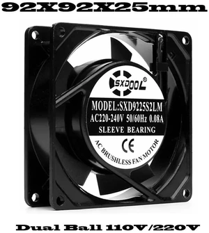 SXD9225 AC 110V Industrial Cabinet Cooling Fan 92x92x25mm Dual Ball Bearing 2-Wire Axial Fan Replacement for Electrical Cabinet, Enclosure, Industrial Equipment Heat Dissipation SXD9225 AC 110V Industrial Cabinet Cooling Fan 92x92x25mm Dual Ball Bearing 2-Wire Axial Fan Replacement for Electrical Cabinet, Enclosure, Industrial Equipment Heat Dissipation