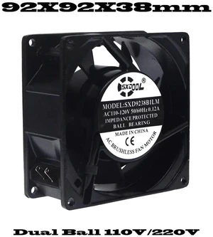 SXD9238 AC 110V Industrial Cabinet Cooling Fan, 92x92x38mm Dual Ball Bearing 2-Wire Axial Fan, High Airflow AC Fan for Electrical Cabinet, Inverter, Power Distribution Box Industrial Heat Dissipation SXD9238 AC 110V Industrial Cabinet Cooling Fan, 92x92x38mm Dual Ball Bearing 2-Wire Axial Fan, High Airflow AC Fan for Electrical Cabinet, Inverter, Power Distribution Box Industrial Heat Dissipation