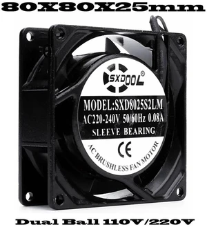 SXD8025 AC 220V Industrial Cabinet Cooling Fan, 80x80x25mm Dual Ball Bearing 2-Wire Axial Fan, High Airflow AC Fan for Electrical Cabinet, Inverter, Power Distribution Box Industrial Heat Dissipation SXD8025 AC 220V Industrial Cabinet Cooling Fan, 80x80x25mm Dual Ball Bearing 2-Wire Axial Fan, High Airflow AC Fan for Electrical Cabinet, Inverter, Power Distribution Box Industrial Heat Dissipation