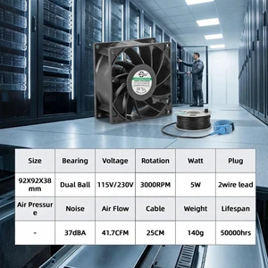 High Efficiency EC Axial Cooling Fan 9238 92x92x38mm, Universal 115V / 230V AC Brushless Motor High Speed Fan, Long Life Dual Ball Bearing Industrial Fan for Electrical Cabinet Heat Dissipation High Efficiency EC Axial Cooling Fan 9238 92x92x38mm, Universal 115V / 230V AC Brushless Motor High Speed Fan, Long Life Dual Ball Bearing Industrial Fan for Electrical Cabinet Heat Dissipation