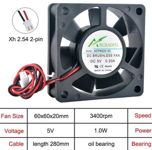 3 Pack 60x60x20mm 6020 Axial Cooling Fans ACP6020, DC5V 2-Pin Oil-Impregnated Bearing Replacement Fan for Frequency Inverters, Power Supplies, Small Industrial Electronic Equipment Heat Dissipation 3 Pack 60x60x20mm 6020 Axial Cooling Fans ACP6020, DC5V 2-Pin Oil-Impregnated Bearing Replacement Fan for Frequency Inverters, Power Supplies, Small Industrial Electronic Equipment Heat Dissipation
