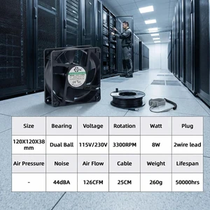 12038 EC Cooling Fan 115V 230V Universal Voltage Brushless High Speed Dual Ball Bearing Long Life 120x120x38mm EC Axial Fan for Industrial Cabinet Chassis Ventilation Heat Dissipation 12038 EC Cooling Fan 115V 230V Universal Voltage Brushless High Speed Dual Ball Bearing Long Life 120x120x38mm EC Axial Fan for Industrial Cabinet Chassis Ventilation Heat Dissipation