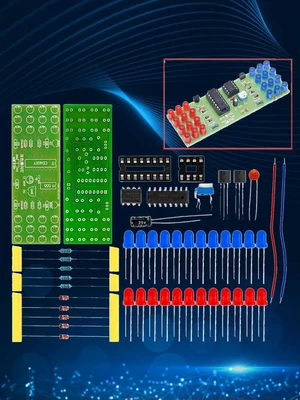 AJMRTC NE555 CD4017 Flashing Light Kit, Beginner Electronic Learning Project, Red Blue LED Strobe DIY Soldering Circuit Training Module AJMRTC NE555 CD4017 Flashing Light Kit, Beginner Electronic Learning Project, Red Blue LED Strobe DIY Soldering Circuit Training Module