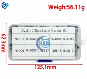 AJMRTC 200PCS Rectifier Diode Assortment Kit, 10 Values 1N4001 1N4002 1N4003 1N4004 1N4005 1N4006 1N4007 1N5817 1N5818 1N5819 with Storage Case for Electronic Repair & DIY AJMRTC 200PCS Rectifier Diode Assortment Kit, 10 Values 1N4001 1N4002 1N4003 1N4004 1N4005 1N4006 1N4007 1N5817 1N5818 1N5819 with Storage Case for Electronic Repair & DIY