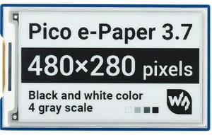 AJMRTC Pico-ePaper-3.7, 3.7inch E-Paper E-Ink Display Module for Raspberry Pi Pico, 480×280 Black White 4 Grayscale SPI Screen, Ultra Low Power E-Ink Panel for IoT, Electronic Tags & Maker Projects AJMRTC Pico-ePaper-3.7, 3.7inch E-Paper E-Ink Display Module for Raspberry Pi Pico, 480×280 Black White 4 Grayscale SPI Screen, Ultra Low Power E-Ink Panel for IoT, Electronic Tags & Maker Projects