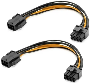 AJMRTC 8 Pack PCIe 6 Pin to 8 Pin Graphics Card Power Adapter Cable, 7.8 Inch GPU Video Card PCI Express Power Cord, 6Pin to 8Pin Converter Wire for NVIDIA AMD Graphics Cards, PC Gaming & Mining Rig AJMRTC 8 Pack PCIe 6 Pin to 8 Pin Graphics Card Power Adapter Cable, 7.8 Inch GPU Video Card PCI Express Power Cord, 6Pin to 8Pin Converter Wire for NVIDIA AMD Graphics Cards, PC Gaming & Mining Rig