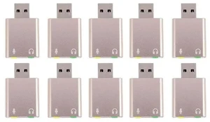 AJMRTC 10Pcs External USB 7.1 Sound Card, USB to 3.5mm Jack Audio Adapter, Stereo Headphone Microphone Sound Card Converter for PC Laptop Desktop Computer AJMRTC 10Pcs External USB 7.1 Sound Card, USB to 3.5mm Jack Audio Adapter, Stereo Headphone Microphone Sound Card Converter for PC Laptop Desktop Computer