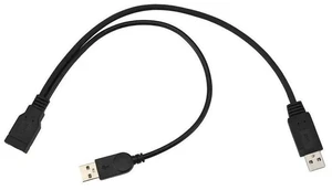 AJMRTC Black USB 3.0 Female to Dual USB Male Y Extension Cable, Extra Power & Data Y Cord for 2.5 Inch Portable External Mobile Hard Disk Drive AJMRTC Black USB 3.0 Female to Dual USB Male Y Extension Cable, Extra Power & Data Y Cord for 2.5 Inch Portable External Mobile Hard Disk Drive