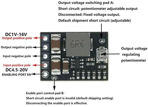 AJMRTC Mini DC-DC Step Down Power Supply Module with Enable Pin, 10W 4.5V-20V Input to 1V-16V Adjustable Output, Max 2A Buck Converter, Supports 12V 9V 5V 3.3V Voltage Regulation Board AJMRTC Mini DC-DC Step Down Power Supply Module with Enable Pin, 10W 4.5V-20V Input to 1V-16V Adjustable Output, Max 2A Buck Converter, Supports 12V 9V 5V 3.3V Voltage Regulation Board
