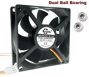 AJMRTC 8025 80mm Cooling Fan, 80x80x25mm DC12V 0.27A 4000RPM Dual Ball Bearing 3-Wire 3Pin High Speed Brushless Fan, Replacement Cooler for PC Case, CPU, Industrial Power Supply & Network Devices AJMRTC 8025 80mm Cooling Fan, 80x80x25mm DC12V 0.27A 4000RPM Dual Ball Bearing 3-Wire 3Pin High Speed Brushless Fan, Replacement Cooler for PC Case, CPU, Industrial Power Supply & Network Devices