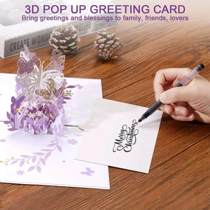 AJMRTC 2 Pack Purple Butterfly 3D Pop Up Greeting Cards, Butterfly Flower Basket Popup Birthday Cards for Women, Girls, Daughter, Mother's Day and Holiday Wishes AJMRTC 2 Pack Purple Butterfly 3D Pop Up Greeting Cards, Butterfly Flower Basket Popup Birthday Cards for Women, Girls, Daughter, Mother's Day and Holiday Wishes