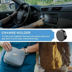 AJMRTC 2 Pack Coin Dispenser, Portable Coin Case With Clip, Minimalist Change Holder, Pocket Coin Storage Wallet for Daily Change Collection, Black Color AJMRTC 2 Pack Coin Dispenser, Portable Coin Case With Clip, Minimalist Change Holder, Pocket Coin Storage Wallet for Daily Change Collection, Black Color