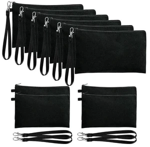 AJMRTC 10Pack Sublimation Blank Cosmetic Bags with Wristband, Black Zipper Pencil Pouches 8.3 x 5.1 Inch, Blank Heat Transfer DIY Craft Storage Bags for Makeup, Stationery & Small Item Organizer AJMRTC 10Pack Sublimation Blank Cosmetic Bags with Wristband, Black Zipper Pencil Pouches 8.3 x 5.1 Inch, Blank Heat Transfer DIY Craft Storage Bags for Makeup, Stationery & Small Item Organizer