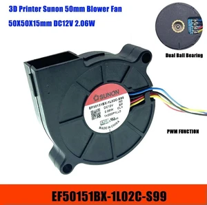 AJMRTC 5015 3D Printer Blower Fan 50x50x15mm DC12V 2.06W 4-Wire PWM Dual Ball Bearing Cooling Fan, Replacement EF50151BX-1L02C-S99 Radial Fan for 3D Printer Hotend Extruder Cooling AJMRTC 5015 3D Printer Blower Fan 50x50x15mm DC12V 2.06W 4-Wire PWM Dual Ball Bearing Cooling Fan, Replacement EF50151BX-1L02C-S99 Radial Fan for 3D Printer Hotend Extruder Cooling