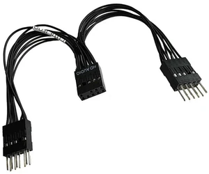 AJMRTC 10CM 9Pin HD Audio Motherboard Splitter Cable, 9Pin Female to Dual 2-Port Male Extension Cord, Desktop PC Mainboard HD Audio Header Splitter Wire for Computer Chassis Front Panel Audio Expansio AJMRTC 10CM 9Pin HD Audio Motherboard Splitter Cable, 9Pin Female to Dual 2-Port Male Extension Cord, Desktop PC Mainboard HD Audio Header Splitter Wire for Computer Chassis Front Panel Audio Expansio