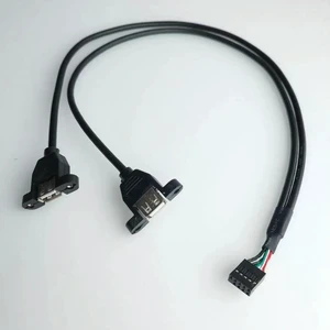AJMRTC 9Pin to 2-Port USB 2.0 Panel Mount Motherboard Extension Cable, Dupont 2.54mm Pitch Header with Mounting Screws, 50cm Internal Data Cord for PC Case Front Panel Modification AJMRTC 9Pin to 2-Port USB 2.0 Panel Mount Motherboard Extension Cable, Dupont 2.54mm Pitch Header with Mounting Screws, 50cm Internal Data Cord for PC Case Front Panel Modification