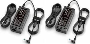 65W 45W Replacement Laptop Charger for HP Notebook, Smart Blue Tip AC Power Adapter Mains PSU Battery Charger, Pack of 2 Complete with Power Cords for HP Laptops 65W 45W Replacement Laptop Charger for HP Notebook, Smart Blue Tip AC Power Adapter Mains PSU Battery Charger, Pack of 2 Complete with Power Cords for HP Laptops