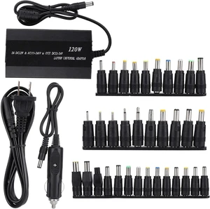 120W Universal Laptop Power Adapter, Home & Car Dual Use Notebook Charger, Portable USB Computer Power Supply with 34 Interchangeable DC Connectors, US Plug Replacement Charger for Multiple Laptop 120W Universal Laptop Power Adapter, Home & Car Dual Use Notebook Charger, Portable USB Computer Power Supply with 34 Interchangeable DC Connectors, US Plug Replacement Charger for Multiple Laptop
