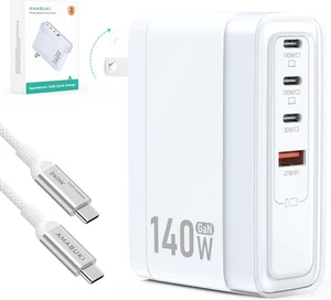 SparkleCore 140W Max USB C Charger, 4-Port PD3.1 GaN Fast Charging Block, Travel Laptop Wall Charger, 6.6ft USB-C Cable Included, Compatible with MacBook Air Pro, iPhone 17 16, iPad Pro, Samsung, Pixe SparkleCore 140W Max USB C Charger, 4-Port PD3.1 GaN Fast Charging Block, Travel Laptop Wall Charger, 6.6ft USB-C Cable Included, Compatible with MacBook Air Pro, iPhone 17 16, iPad Pro, Samsung, Pixe