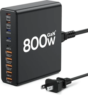 800W USB C Charger Block, 10-Port GaN Fast Charging Station Type C & USB A Wall Charger Adapter Bright Black for MacBook Pro/Air, iPhone, iPad, Dell XPS, Samsung Galaxy Multiple Devices 800W USB C Charger Block, 10-Port GaN Fast Charging Station Type C & USB A Wall Charger Adapter Bright Black for MacBook Pro/Air, iPhone, iPad, Dell XPS, Samsung Galaxy Multiple Devices