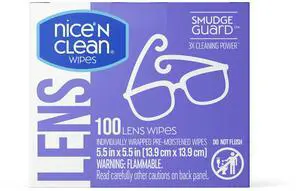 Nice 'N Clean Smudgeguard Glasses Cleaning Wipes, Pre-Moistened Lens Wipes (100) Nice 'N Clean Smudgeguard Glasses Cleaning Wipes, Pre-Moistened Lens Wipes (100)