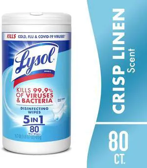 Lysol Disinfecting Wipes, All Purpose Cleaner, Multi Surface Antibacterial Cleaning Wipes, Cleaning Supplies, Crisp Linen Scent, 80 Count Lysol Disinfecting Wipes, All Purpose Cleaner, Multi Surface Antibacterial Cleaning Wipes, Cleaning Supplies, Crisp Linen Scent, 80 Count