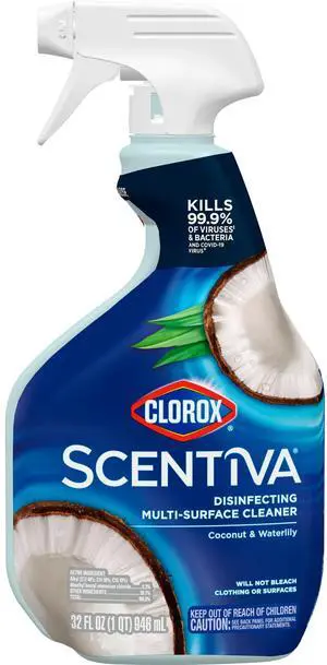 Clorox Scentiva Disinfecting Multi-Surface Cleaner Spray, Coconut & Waterlily, 32 fl oz Clorox Scentiva Disinfecting Multi-Surface Cleaner Spray, Coconut & Waterlily, 32 fl oz