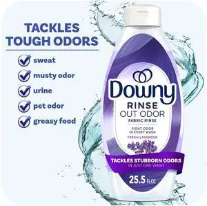 Downy Rinse Out Odor Laundry Rinse, Tackles Tough Odors and Refreshes, Fresh Lavender Scent, 25.5 fl oz Downy Rinse Out Odor Laundry Rinse, Tackles Tough Odors and Refreshes, Fresh Lavender Scent, 25.5 fl oz