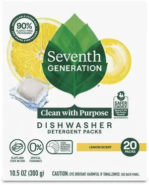 Seventh Generation Dishwasher Detergent Packs for sparkling dishes Lemon Scent Dishwasher tabs 20 count Seventh Generation Dishwasher Detergent Packs for sparkling dishes Lemon Scent Dishwasher tabs 20 count