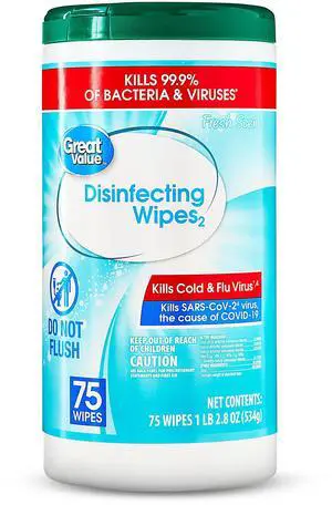 Great Value Disinfecting Wipes, Fresh Scent, 75 Count Great Value Disinfecting Wipes, Fresh Scent, 75 Count