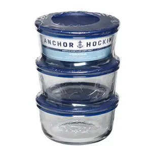 Anchor Hocking Glass Food Storage Containers with Lids, 2 Cup Round, Set of 3 Anchor Hocking Glass Food Storage Containers with Lids, 2 Cup Round, Set of 3