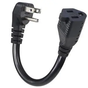 Short 6-Inch 14AWG/3C SJTW Indoor/Outdoor Heavy Duty Extension Cord, Low Profile 90-Degree Flat Plug, 15A/125V 1875W NEMA 5-15P to 5-15R, Black 1-Pack Short 6-Inch 14AWG/3C SJTW Indoor/Outdoor Heavy Duty Extension Cord, Low Profile 90-Degree Flat Plug, 15A/125V 1875W NEMA 5-15P to 5-15R, Black 1-Pack