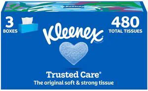 Kleenex Trusted Care Facial Tissues, 3 Flat Boxes, 160 Tissues per Box Kleenex Trusted Care Facial Tissues, 3 Flat Boxes, 160 Tissues per Box