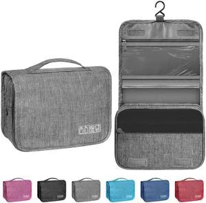 Waterproof Hanging Toiletry Bag with Hook, Multifunctional Travel Cosmetic Organizer for Men Women, Portable Shower Bathroom Toiletries Bag, Grey Waterproof Hanging Toiletry Bag with Hook, Multifunctional Travel Cosmetic Organizer for Men Women, Portable Shower Bathroom Toiletries Bag, Grey