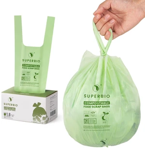 SUPERBIO 1.6 Gallon Compostable Food Scrap Bags for Counter Top Bin SUPERBIO 1.6 Gallon Compostable Food Scrap Bags for Counter Top Bin