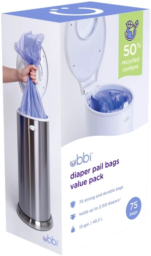 Ubbi Diaper Pail Plastic Bags, 13-Gallon Capacity, 3 Pack, 75 Count Ubbi Diaper Pail Plastic Bags, 13-Gallon Capacity, 3 Pack, 75 Count