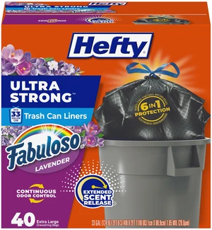 Hefty Ultra Strong 33Gal Trash Bags 40Ct, Black, Fabuloso Lavender Hefty Ultra Strong 33Gal Trash Bags 40Ct, Black, Fabuloso Lavender