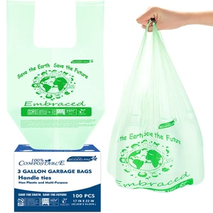 BEIDOU-PAC 100% Compostable Trash Bags 3 Gallon with Handle, 100 Count, ASTM D6400 & US BPI Certified BEIDOU-PAC 100% Compostable Trash Bags 3 Gallon with Handle, 100 Count, ASTM D6400 & US BPI Certified