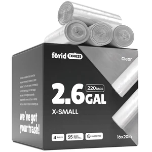 FORID Clear Small Plastic Trash Bags, 2.6Gallon, 220Count, for Bathroom, Bedroom, Office, Durable & Thick FORID Clear Small Plastic Trash Bags, 2.6Gallon, 220Count, for Bathroom, Bedroom, Office, Durable & Thick