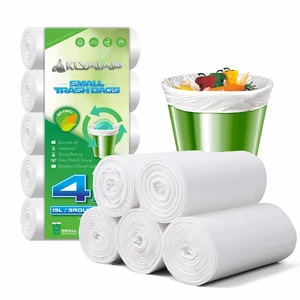 Akhyaiap 4 Gallon Trash Bags, 220 Counts, Tear & Leak Resistant, Biodegradable, Unscented, Small, for Bathroom, Home & Kitchen, 5 Rolls, White Akhyaiap 4 Gallon Trash Bags, 220 Counts, Tear & Leak Resistant, Biodegradable, Unscented, Small, for Bathroom, Home & Kitchen, 5 Rolls, White